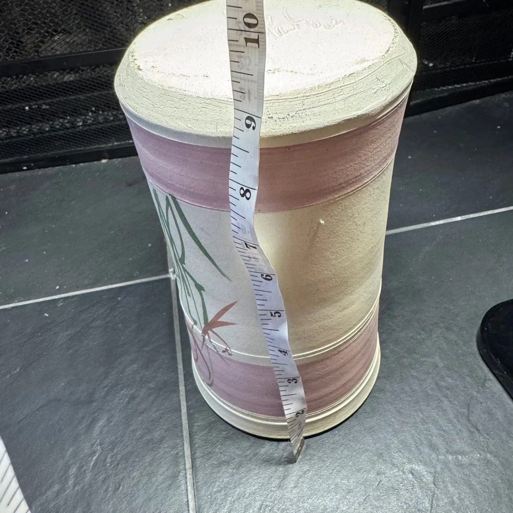 Studio Pottery Hand Painted Floral Wine Chiller Signed Stoneware Vase Pink